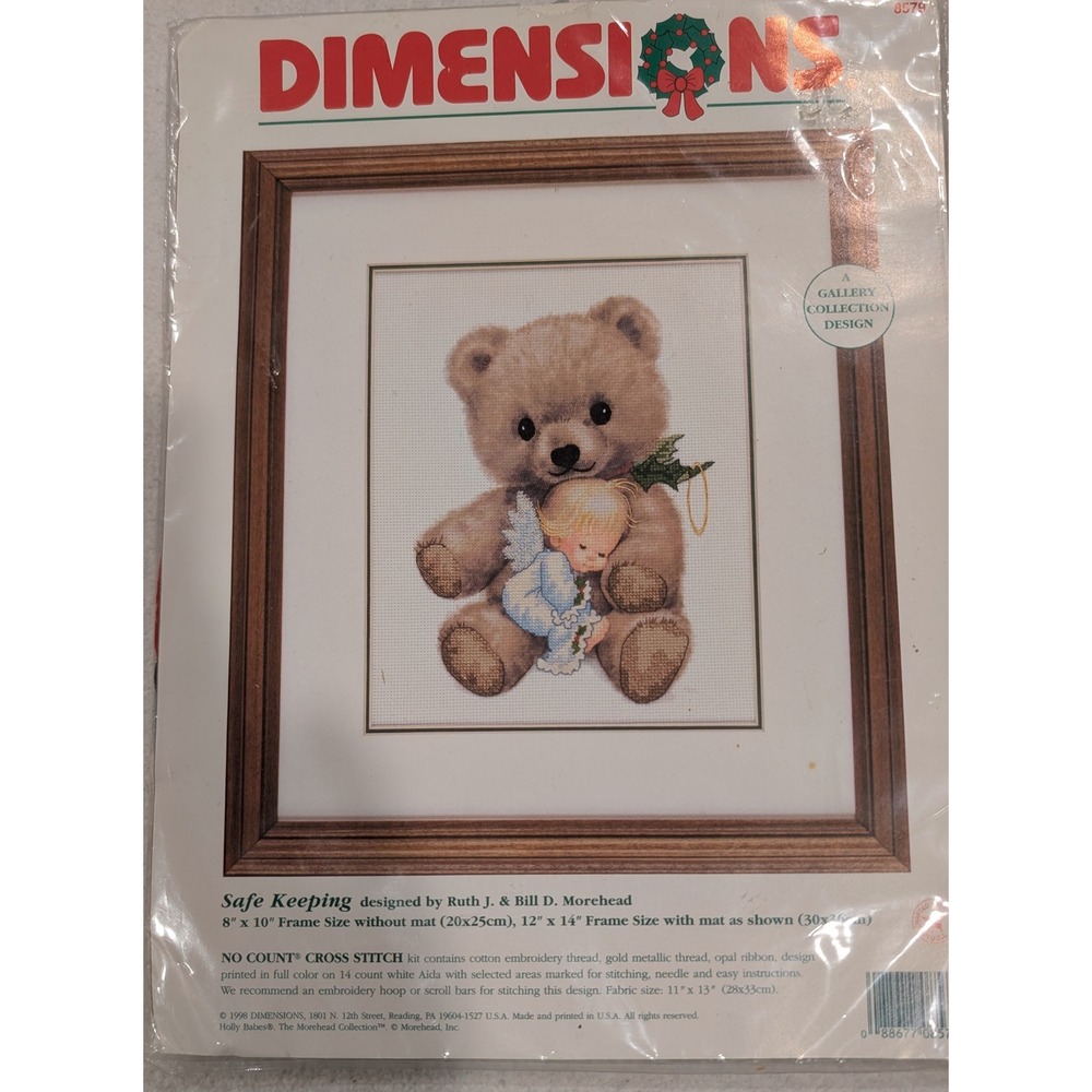 Dimensions Safe Keeping Cross Stitch Teddy Bear Angel Ruth Bill Morehead 8579